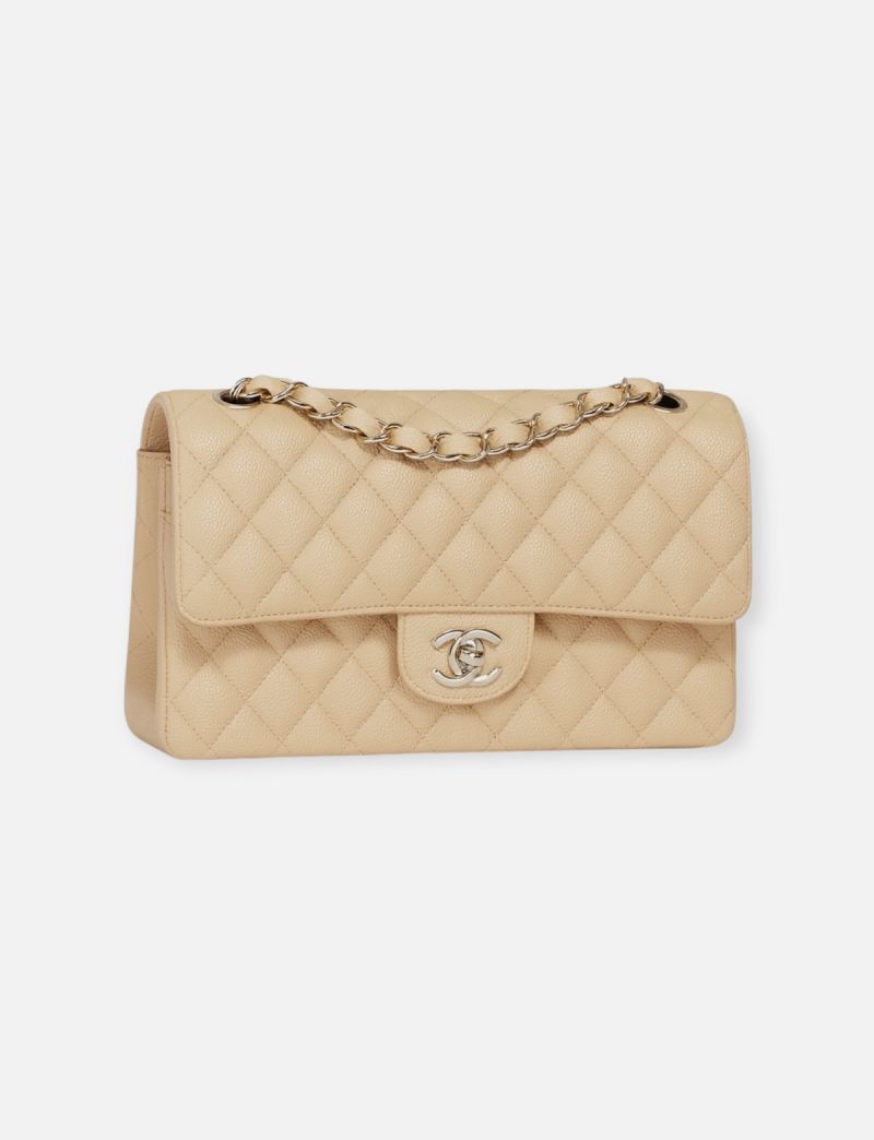 chanel medium caviar light beige