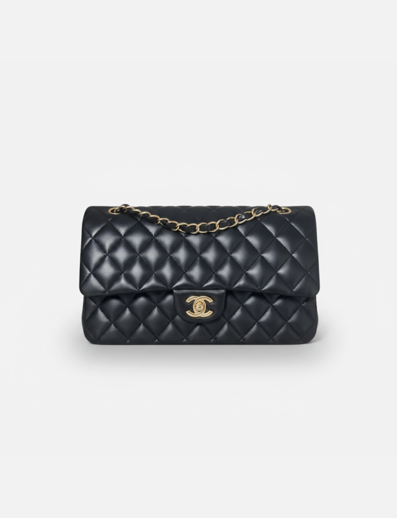Chanel timeless medium black double flap bag 