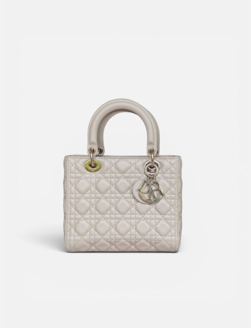 Lady Dior medium light beige ghw 