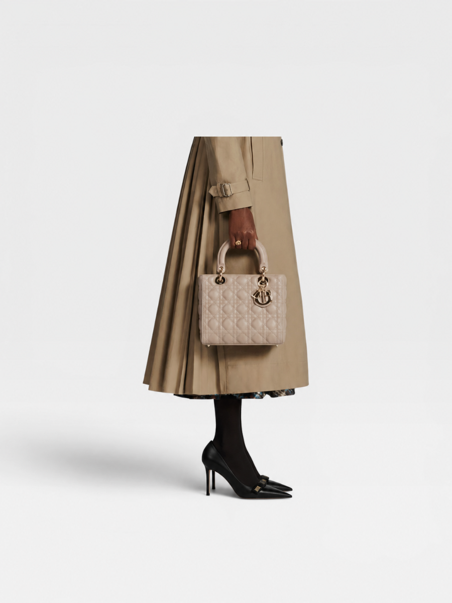 Lady Dior medium light beige ghw 