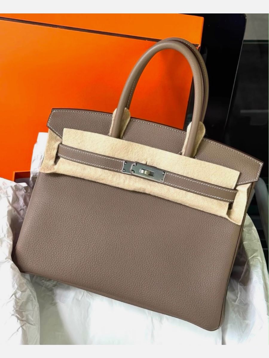 Hermes Birkin 30 etoupe paladium hardware 2026 K stamp full set 