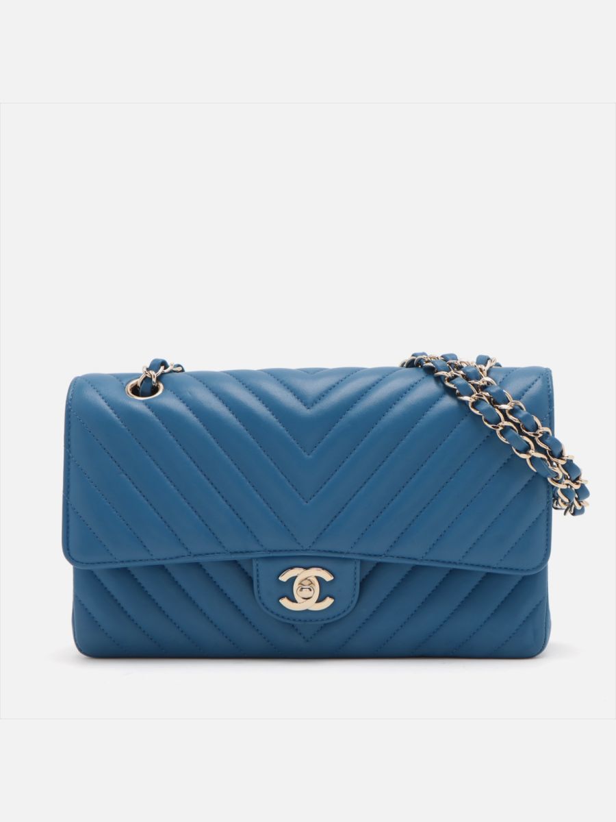 Chanel medium 25 Chevron blue