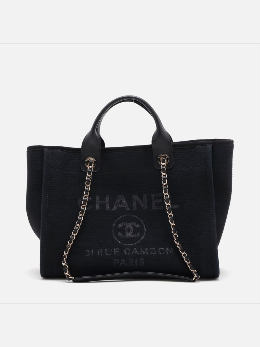 Chanel Deauville MM black ghw