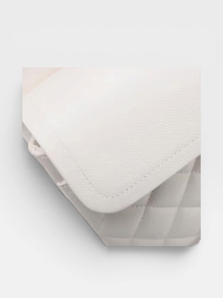 Chanel medium caviar white ghw microchip 2021