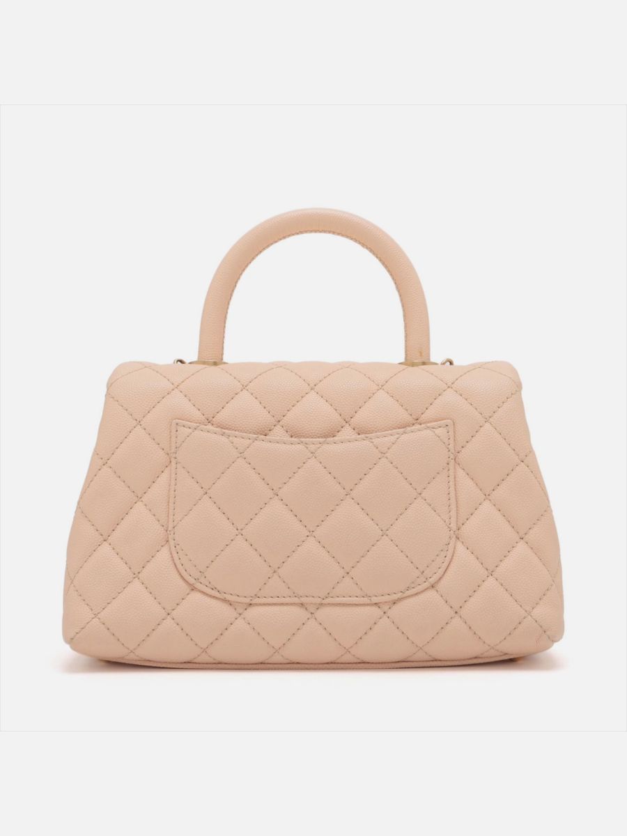 Chanel small top handle beige Caviar GHW 
