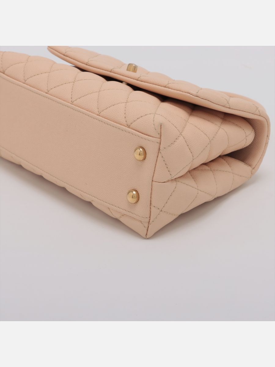 Chanel small top handle beige Caviar GHW 
