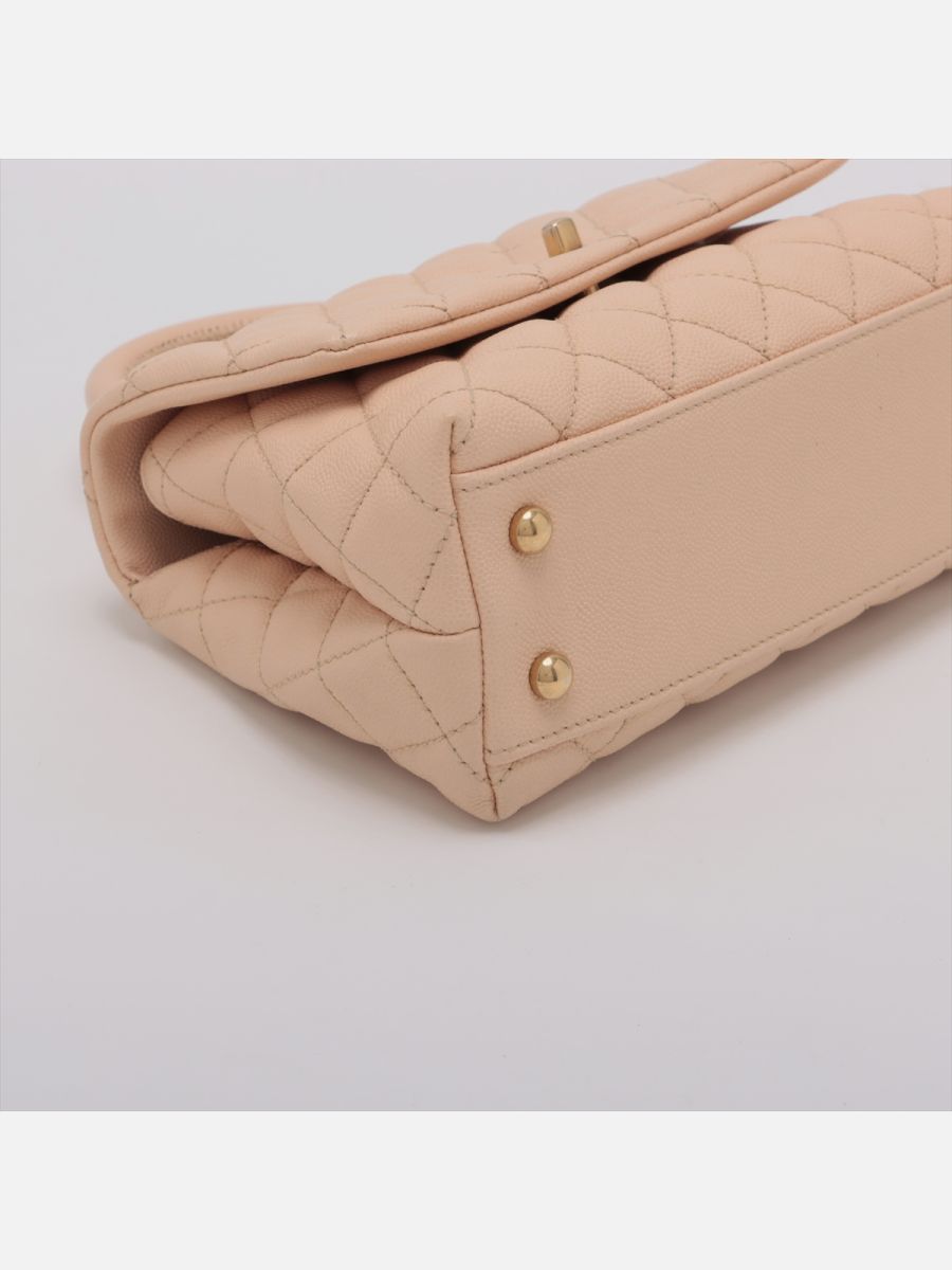 Chanel small top handle beige Caviar GHW 