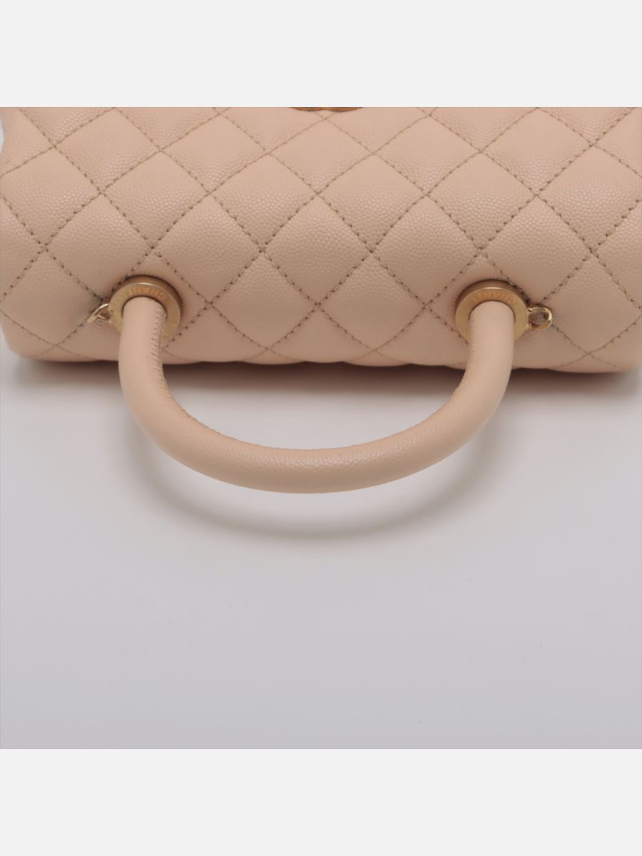 Chanel small top handle beige Caviar GHW 