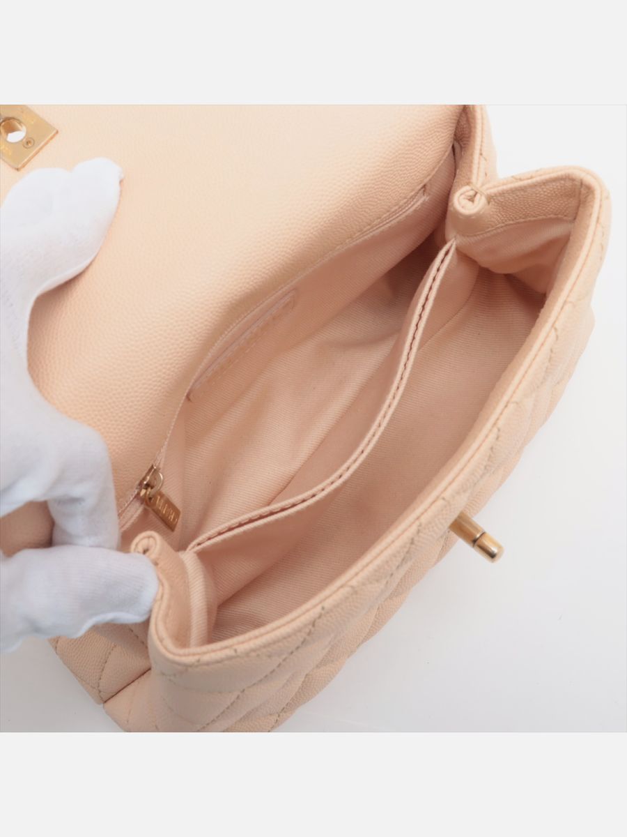 Chanel small top handle beige Caviar GHW 