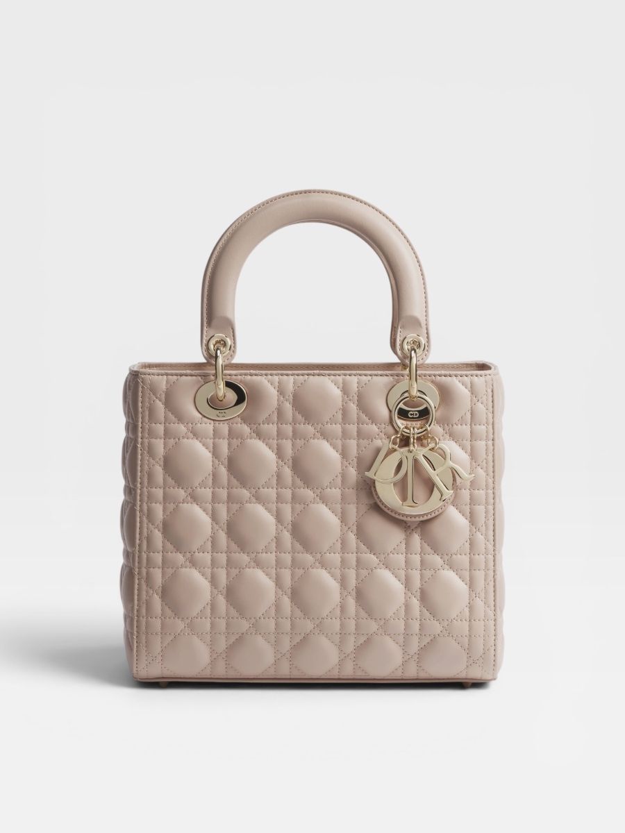 Lady Dior medium light beige ghw 