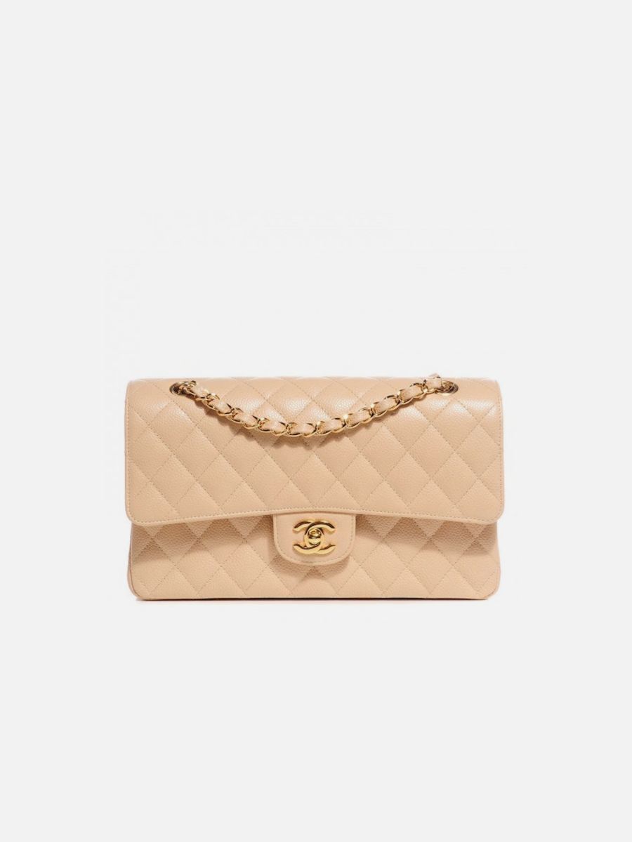 Chanel medium 25  beige caviar