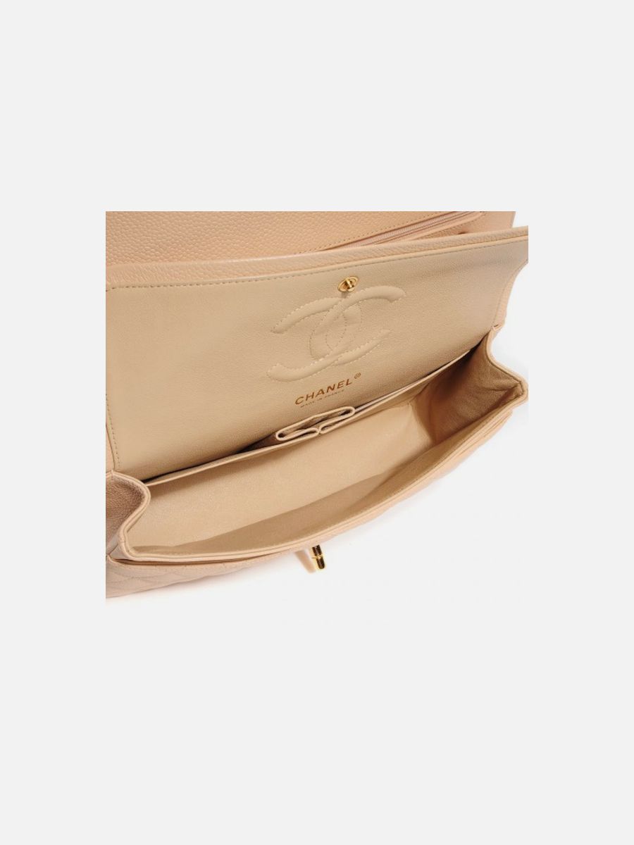 Chanel medium 25  beige caviar