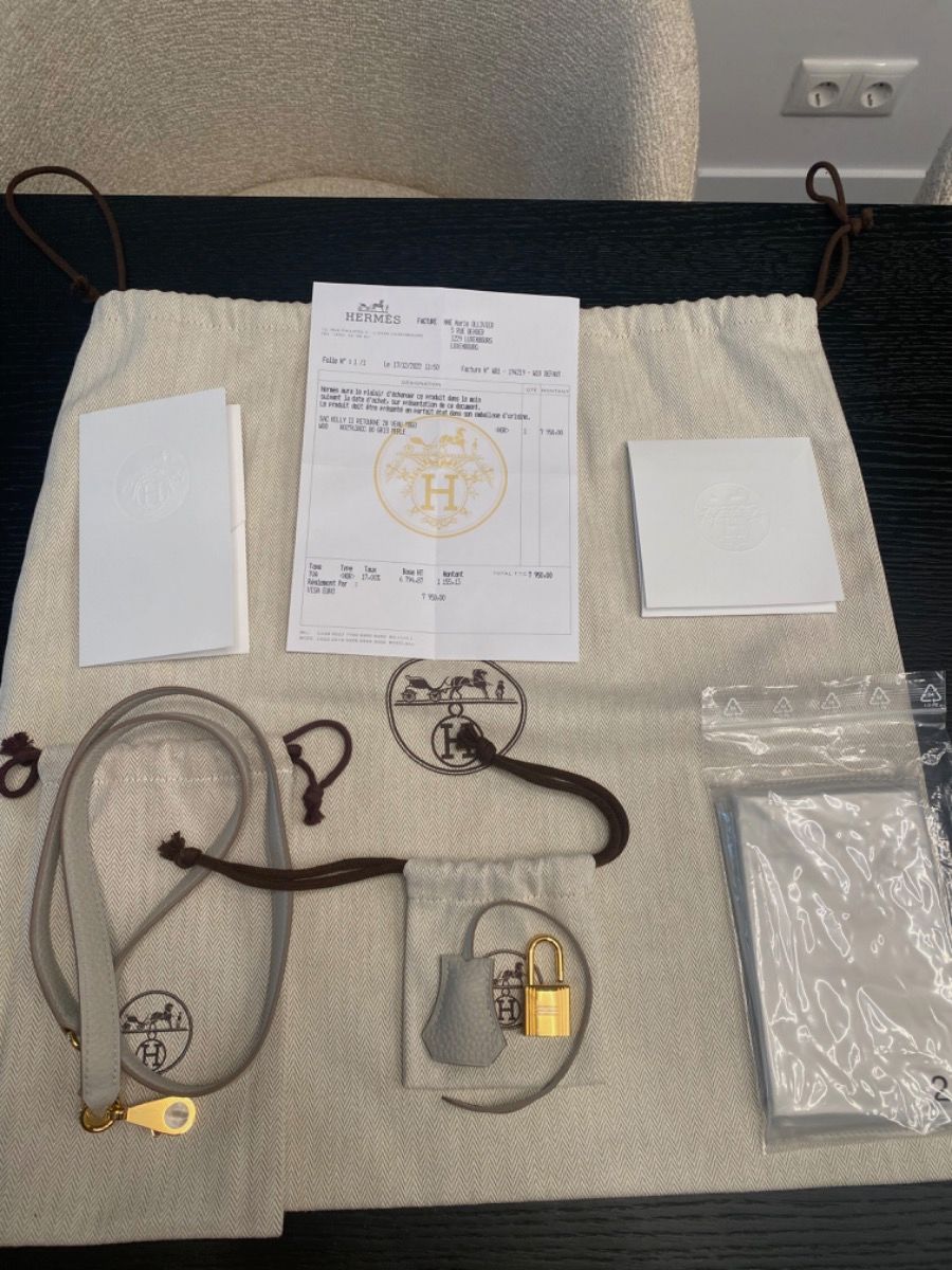 Hermes Kelly 28 Pearl Grey