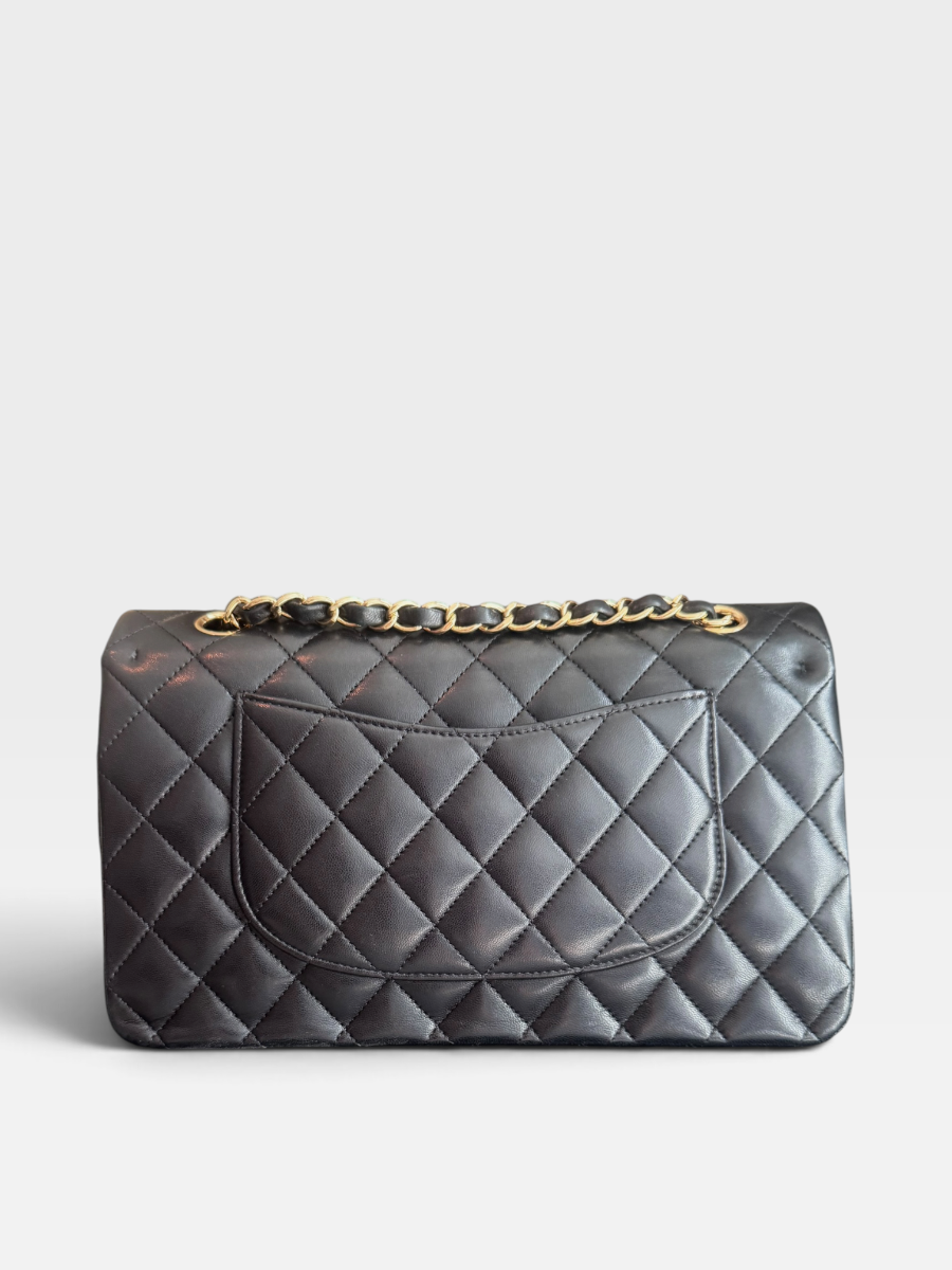 Chanel medium lambskin black ghw 16 series 