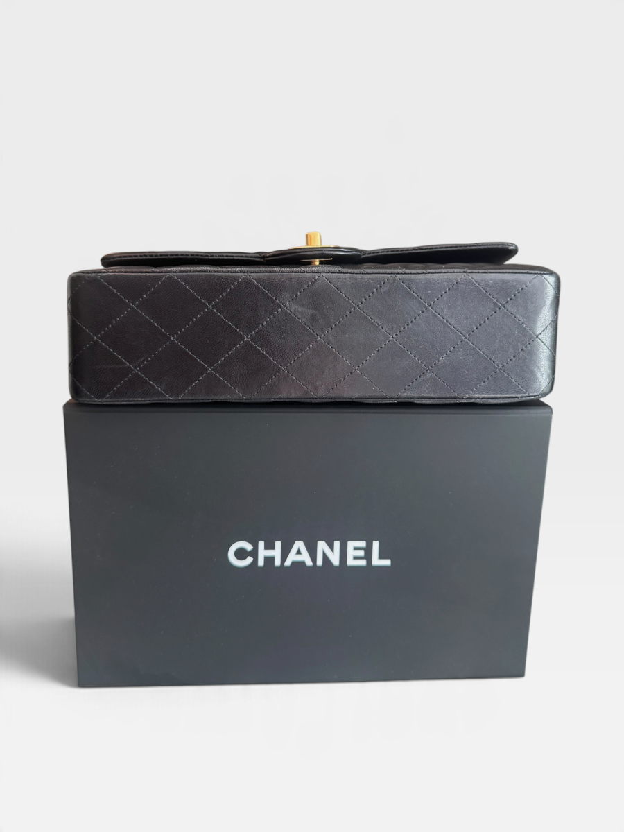 Chanel medium lambskin black GHW 16 series 2015