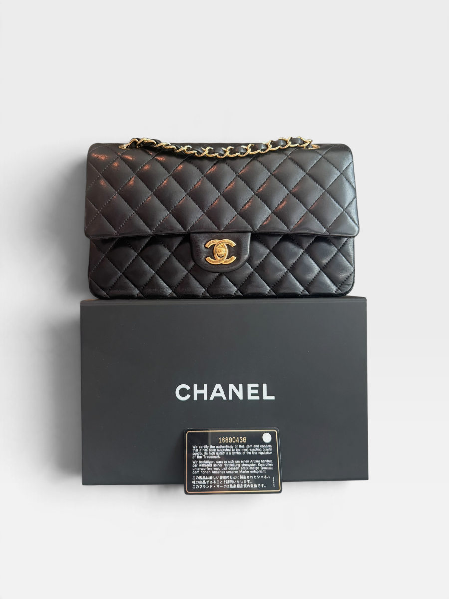 Chanel medium lambskin black GHW 16 series 2015