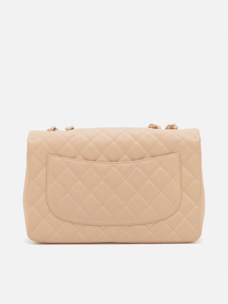 Chanel jumbo caviar beige ghw 