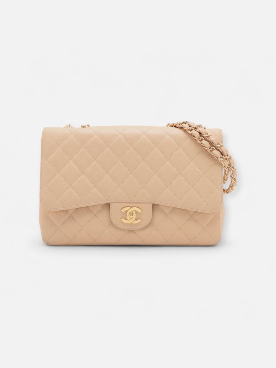 Chanel jumbo caviar beige ghw 