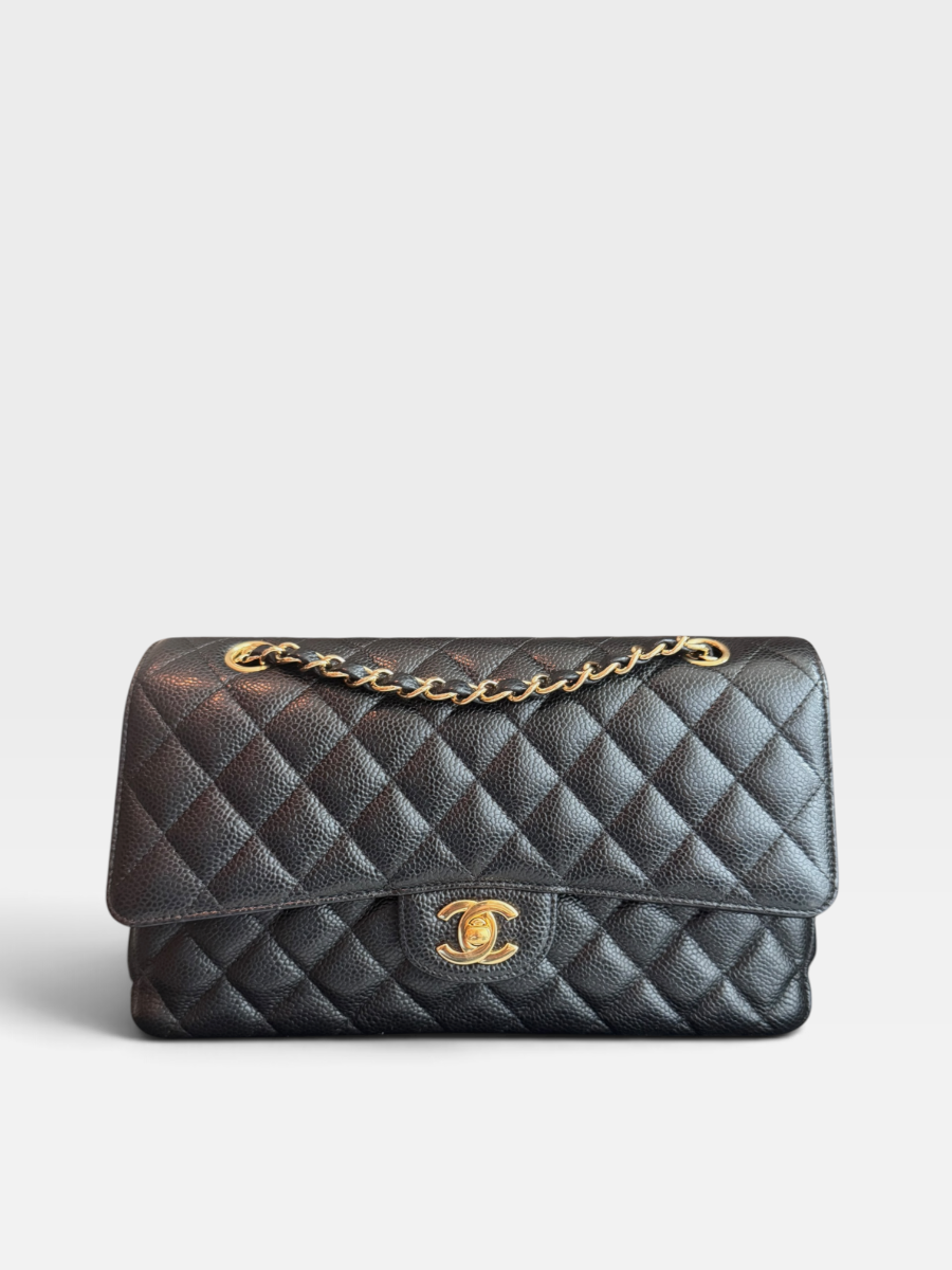 Chanel medium caviar black ghw 28 series full set