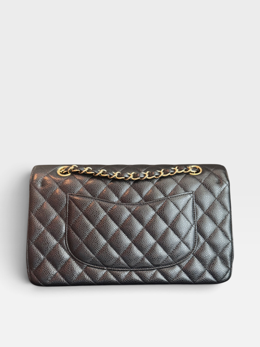 Chanel medium caviar black ghw 28 series full set