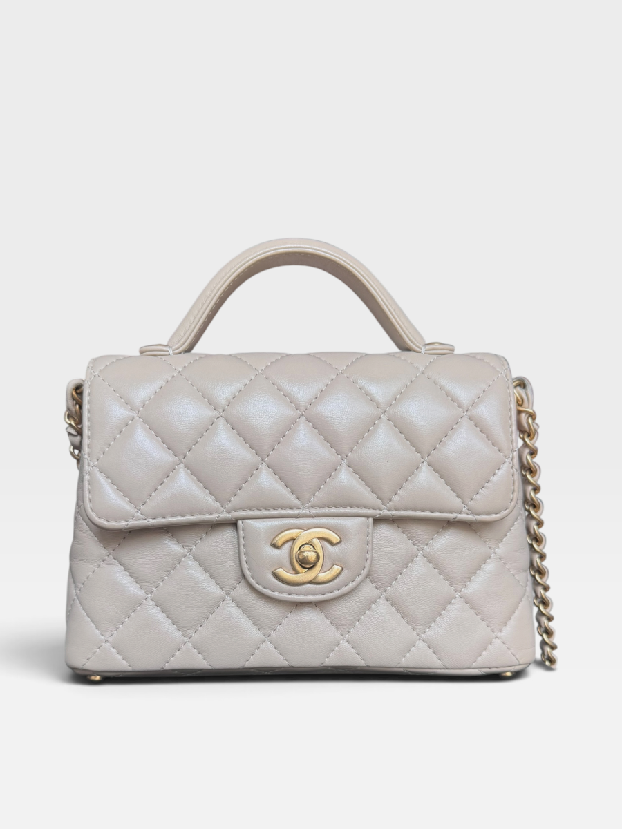 Chanel beige top handle 2025 full set 