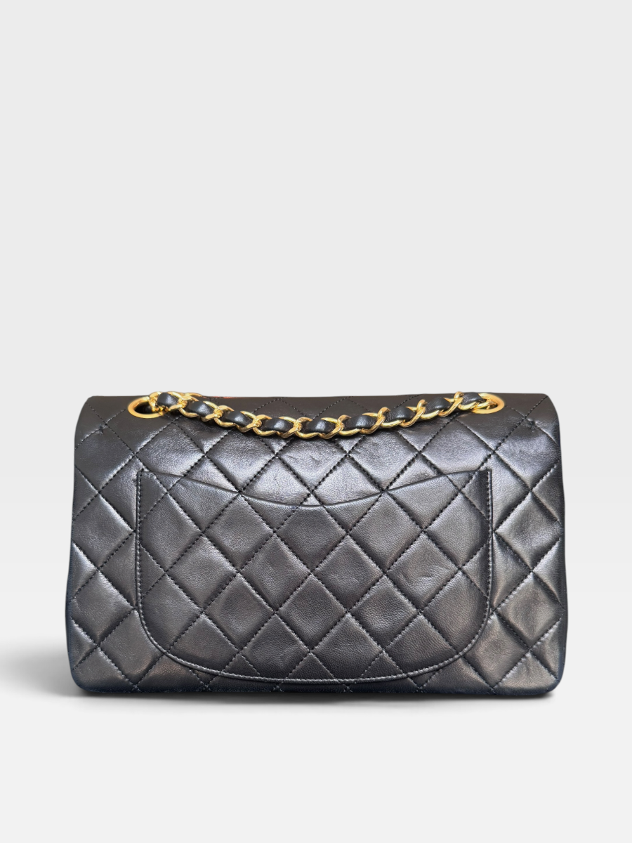 Chanel small vintage black lambskin ghw 3 series full set