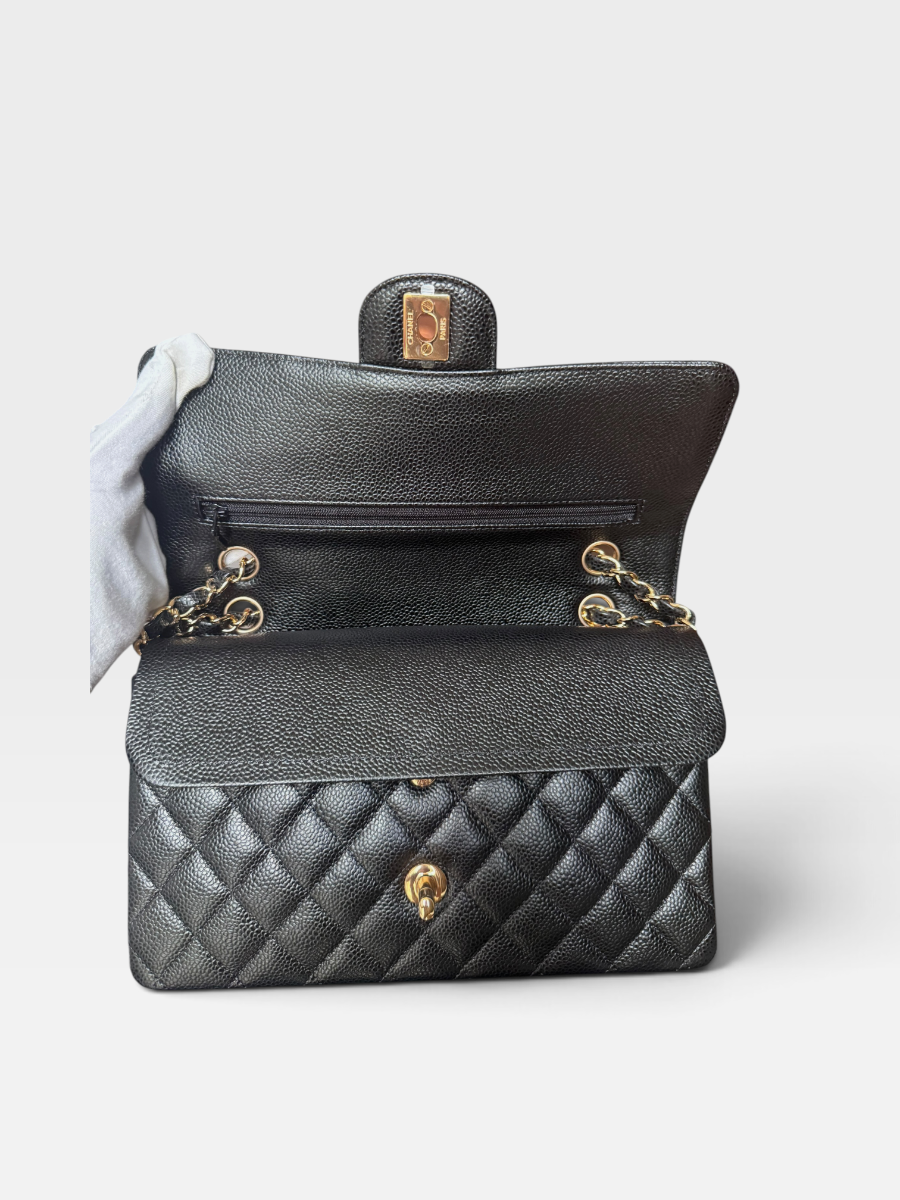 Chanel black medium caviar ghw 25 series 2018