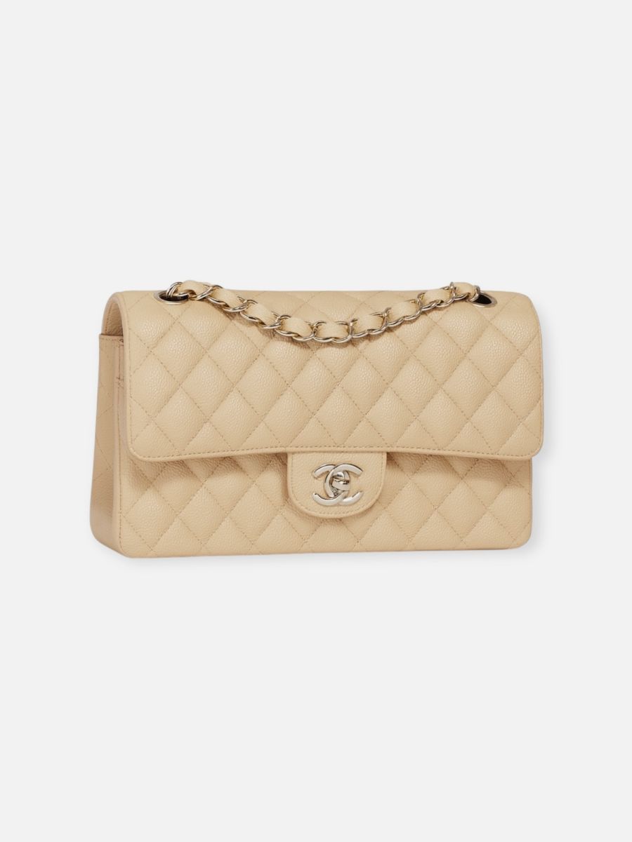 chanel medium caviar light beige