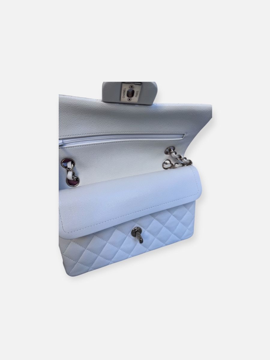 Chanel small caviar timeless double flap white