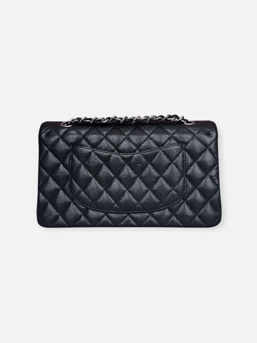 Chanel medium black silver caviar