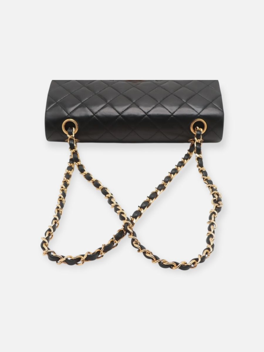 Chanel small 23 timeless double flap bag black ghw