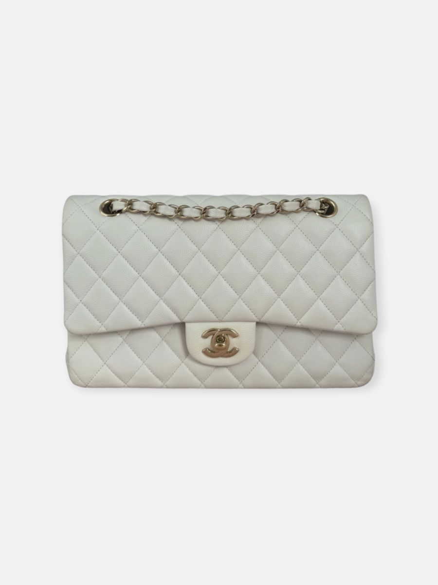 Chanel medium timeless white caviar  