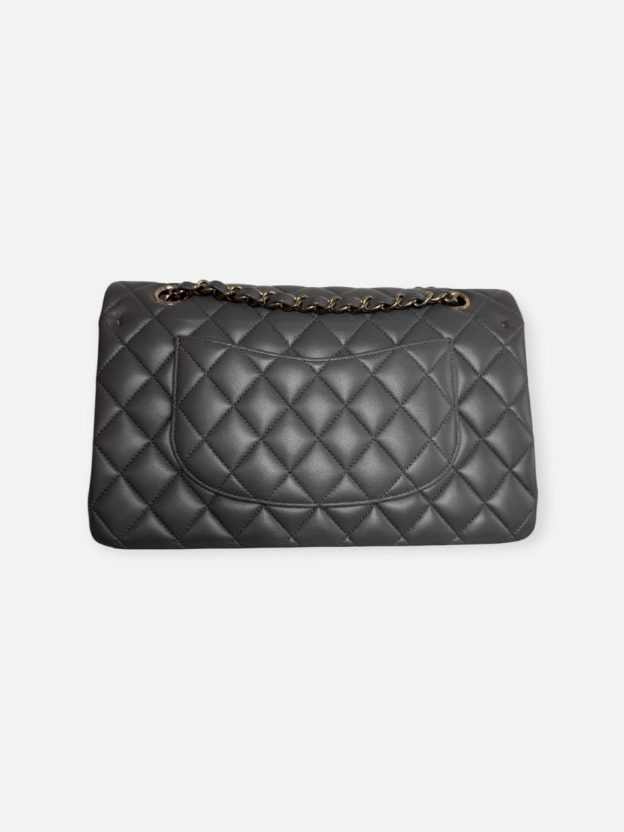Chanel medium lambskin grey ghw