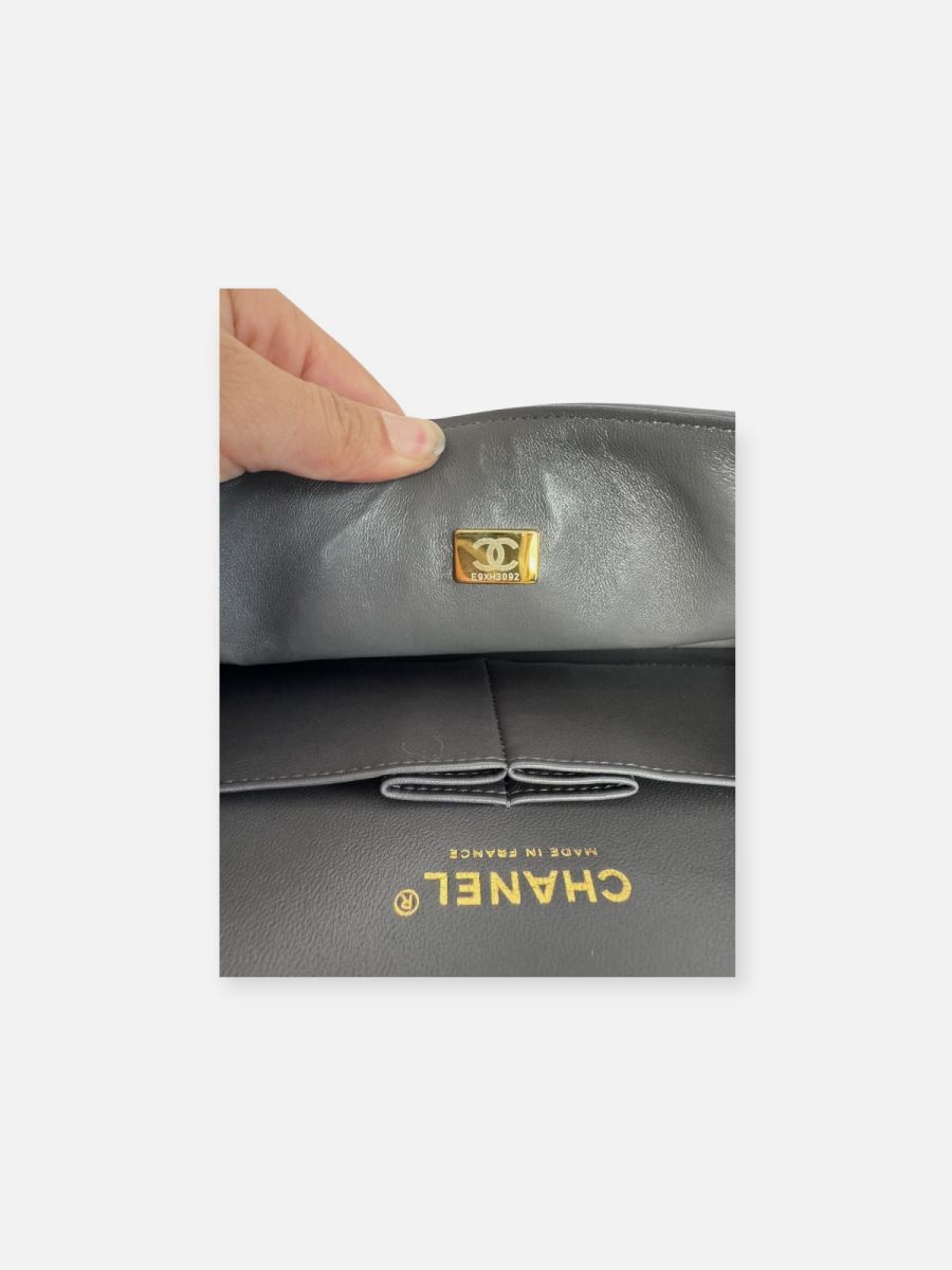 Chanel medium lambskin grey ghw