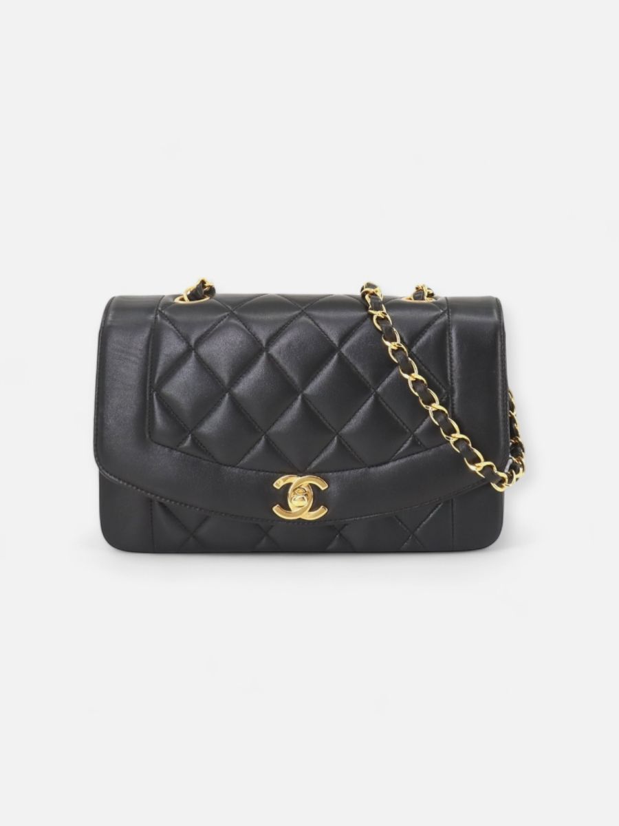Chanel small diana black ghw