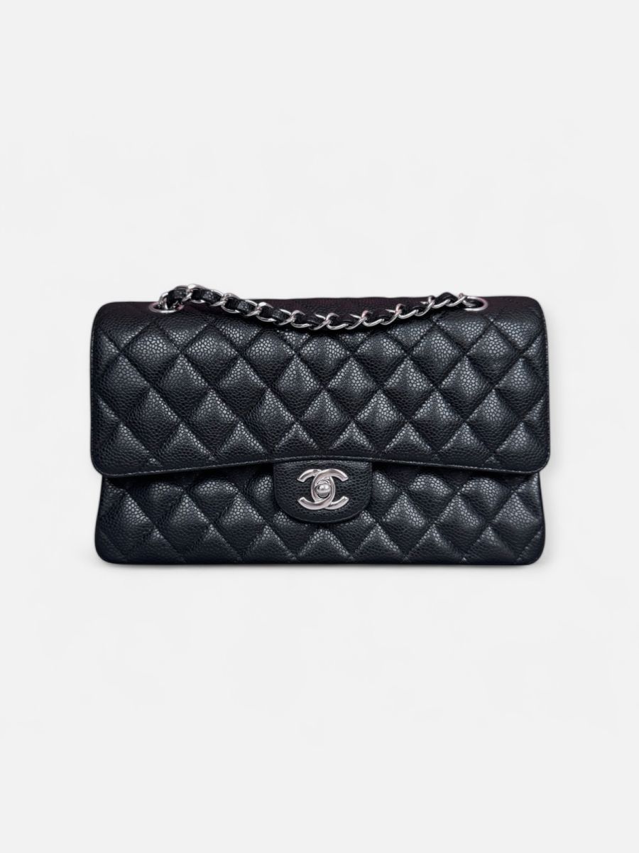 Chanel medium black silver caviar