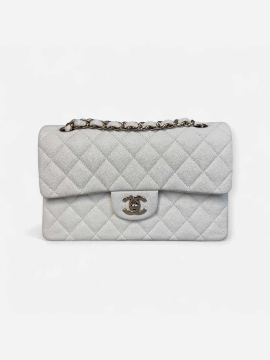 Chanel small caviar timeless double flap white
