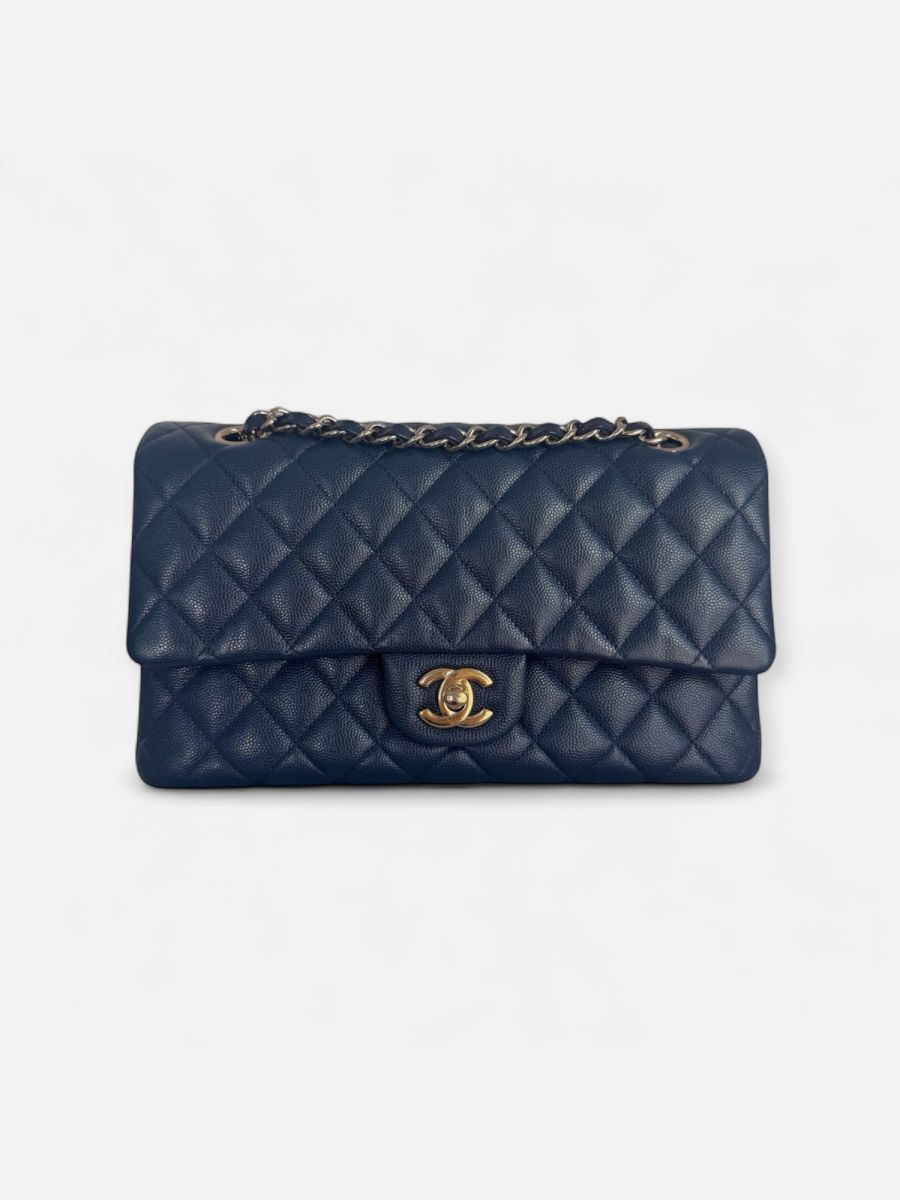 Chanel medium caviar dark blue ghw