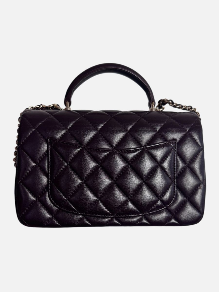 Chanel top handle burgundy red / brown micro chip 2024 
