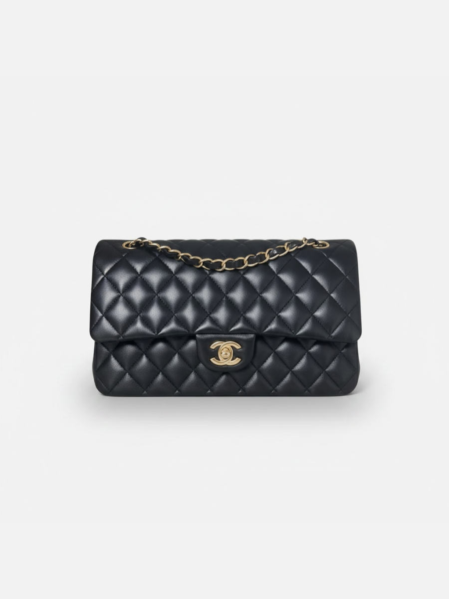 Chanel timeless medium black double flap bag 