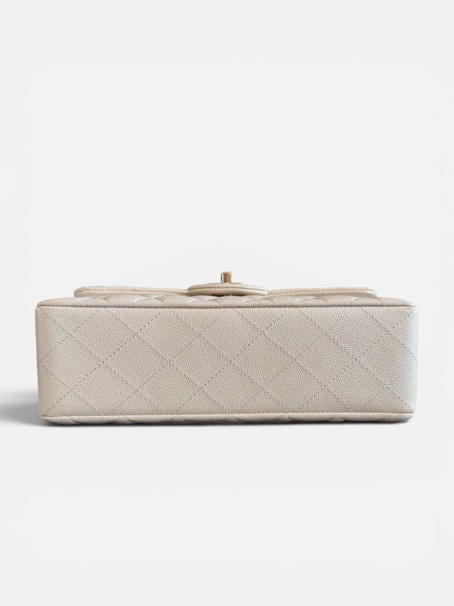 Chanel small caviar light beige ghw micro chip