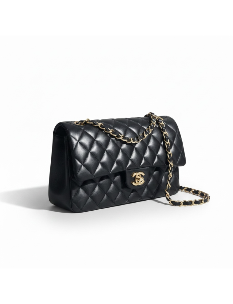 Chanel timeless medium black double flap bag 