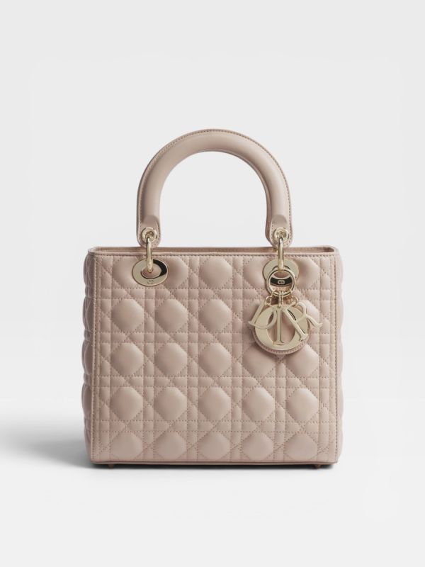 Lady Dior medium light beige ghw 
