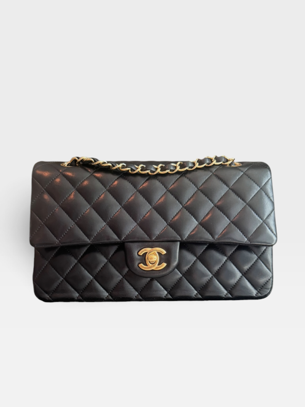Chanel medium lambskin black ghw 16 series 
