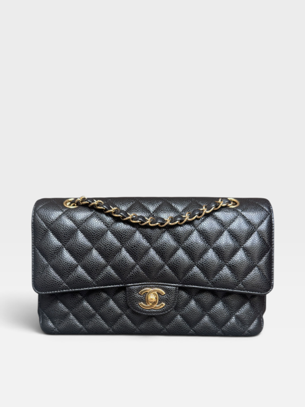 Chanel medium caviar black ghw 28 series full set