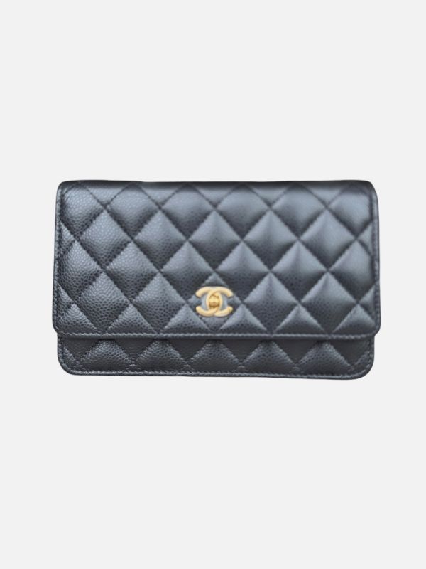 Chanel new turnlock black woc ghw 