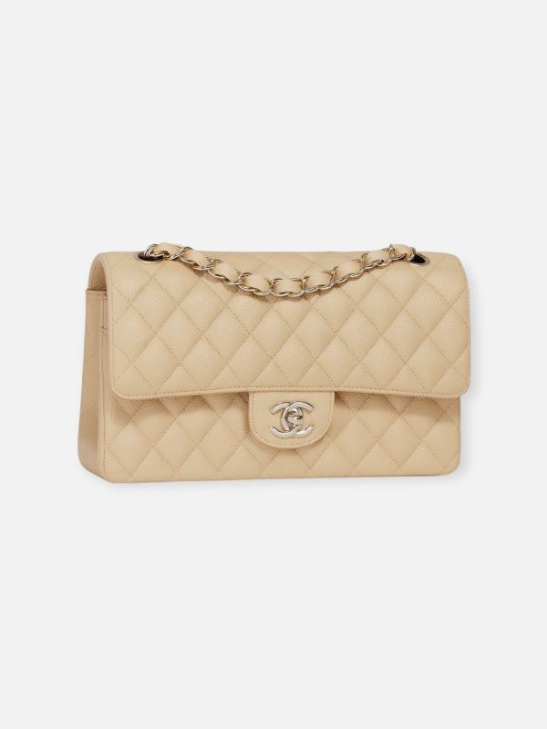 chanel medium caviar light beige