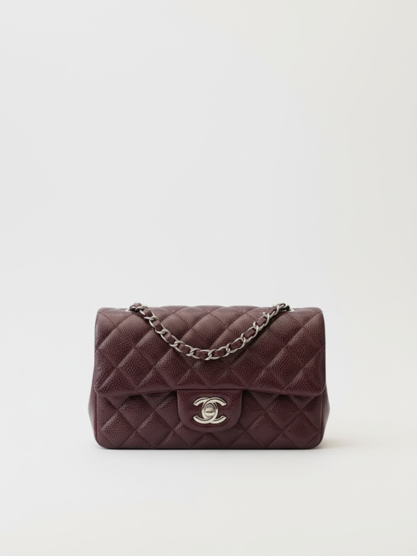 Chanel mini rectangular burgundy caviar SHW 20 series